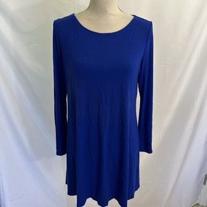 Eileen Fisher 3/4 Sleeve Jersey Swing A-Line Tunic Top Women’s MEDIUM Blue